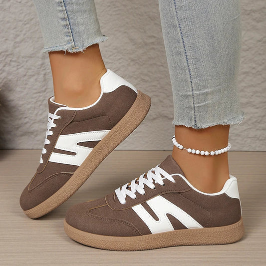 Vintage Low Top Platform Sneakers Women 2026 Spring Faux Suede Flat Heels Casual Shoes Woman Plus Size 43 Cheap Tennis Shoes