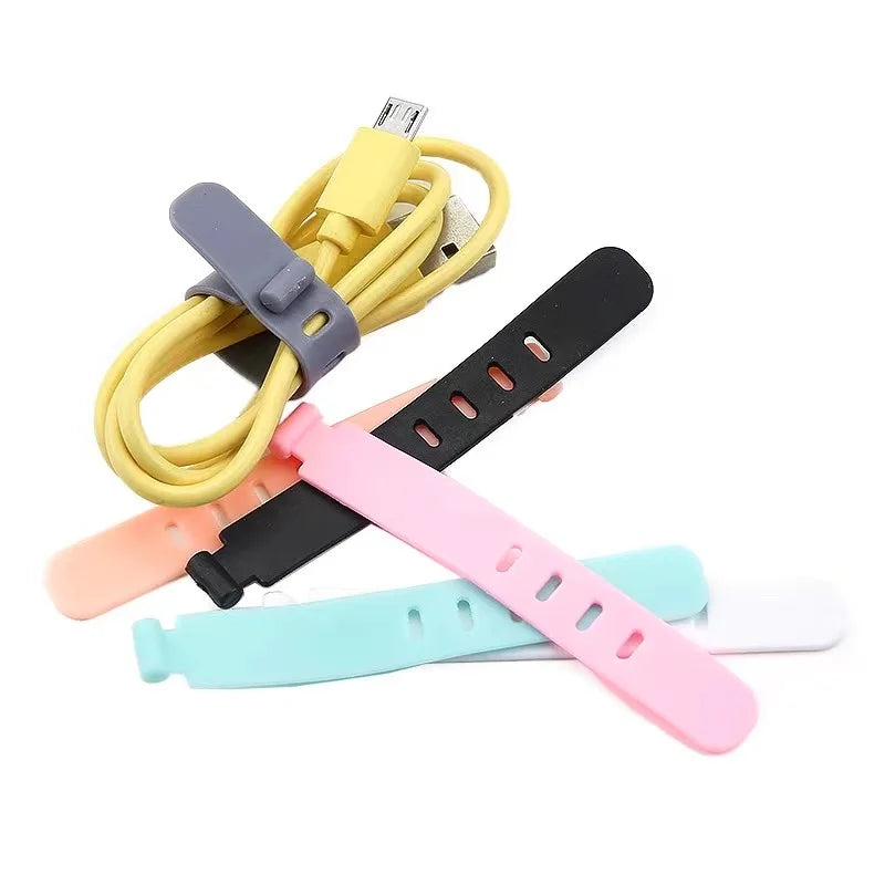 20pcs Cable Organizer Ties Clip Charger Cord Management Silicone Wire Manager Mouse Earphone Holder Data Line Winder Straps