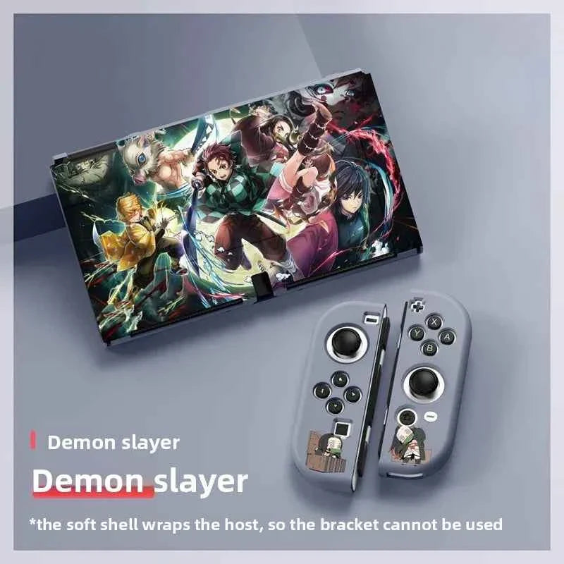 Demon Slayer TPU Soft Frosted Shell Anime Protective Case Split Silicone Rubber Protective Case for Switch Oled Game Accessories