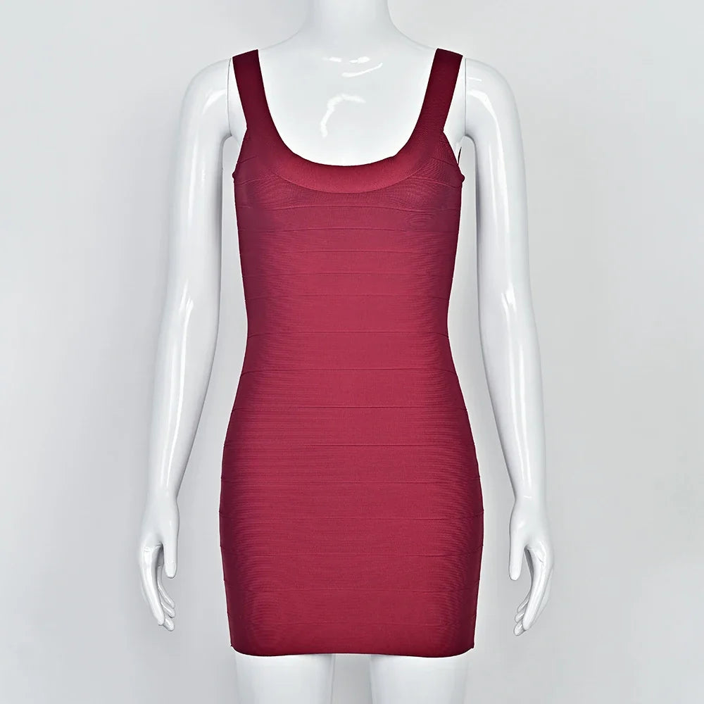 Beaukey New Trendy Pink Ginger Bandage Mini Party Dress Women Quality