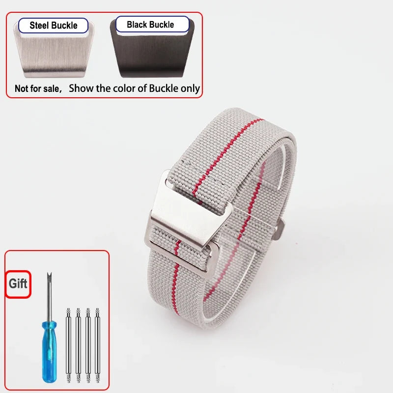 Garmin 18/20/22mm Quick Release Elastic Parachute Nylon Band with Hook Clasp