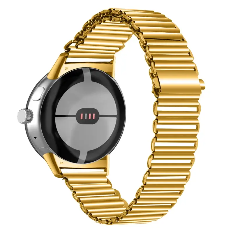 Google Pixel Watch 5, 4 & 3 41mm Ribbed Stainless Steel Link Band