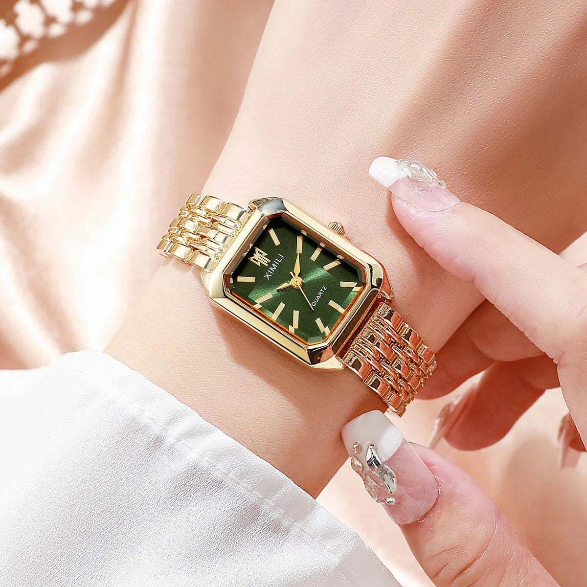 1/2/4pcs Luxury Women Watches Fashion Rectangle Woman Quartz Watch
