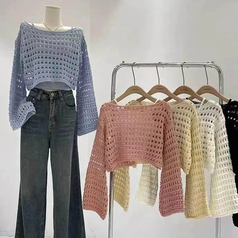 Top corto de ganchillo estilo boho para playa de verano