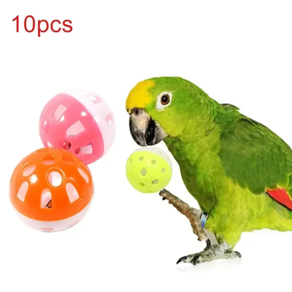 10pcs Pet Parrot Toy Colorful Hollow Rolling Bell Ball Bird Toy