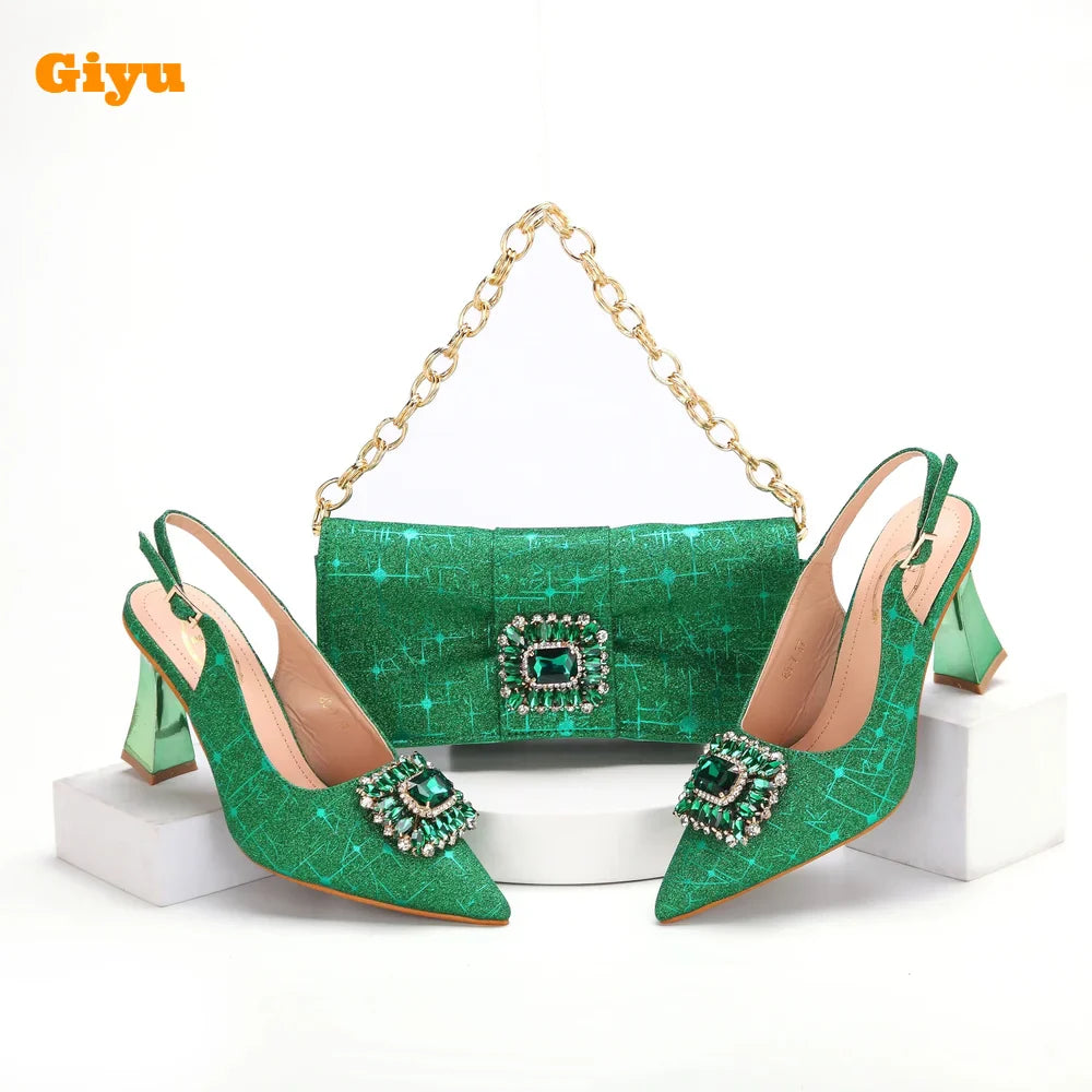 Últimos zapatos de mujer italianos con conjunto de bolso a juego HMA1-14
