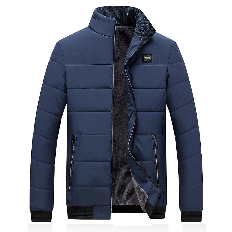 Puffer Jacket Mens Fleece Lined Thick Parkas Stand Collar Jacket Men's Coat Winter Warm Thick Coat Quilted Padded Jacket Outwear