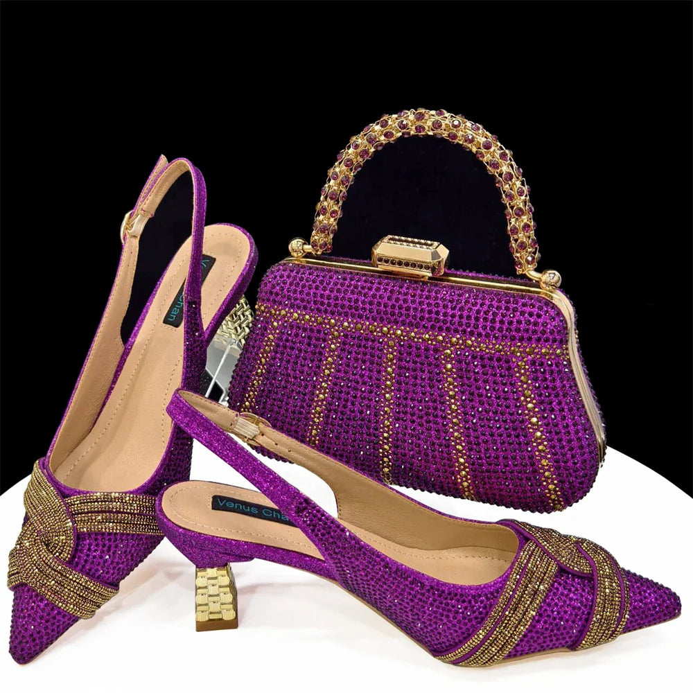 Conjunto de zapatos y bolso a juego de último estilo italiano HAS1-5