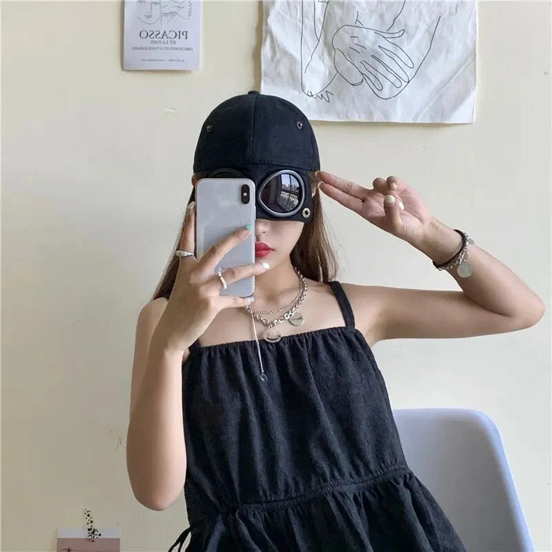 Gorra de béisbol de aviador – Gorra de verano unisex con gafas de sol incorporadas