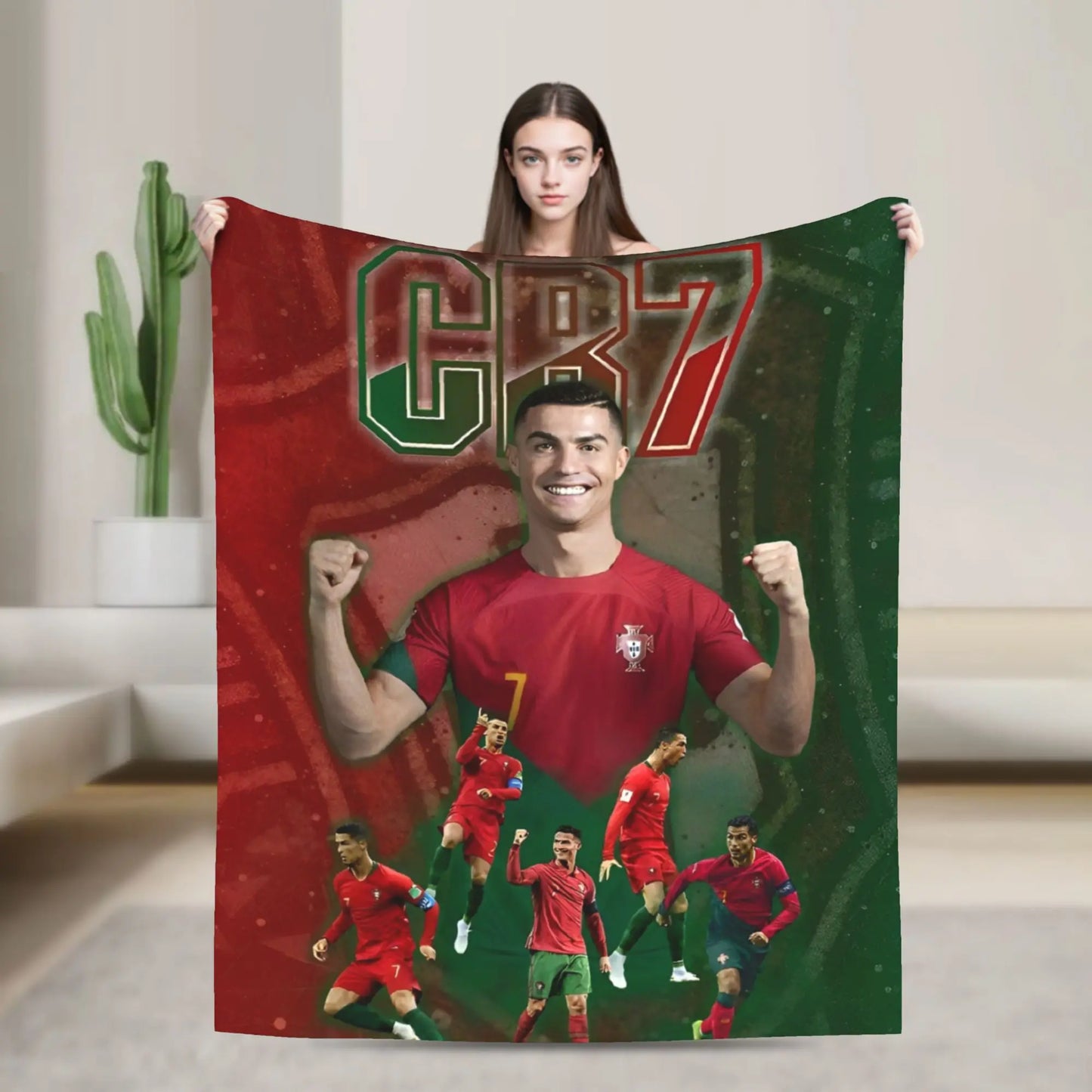 CR7  Football Soccer Blanket Ronaldos Flannel Funny Warm Throw Blanket for Bedding Lounge Decoration
