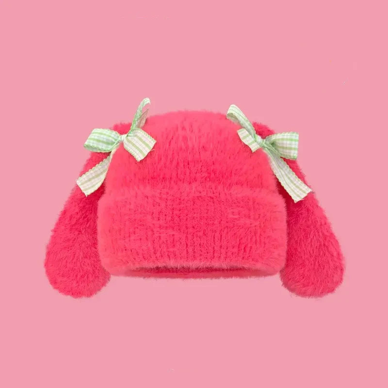 Gorro con orejas y lazo de conejo