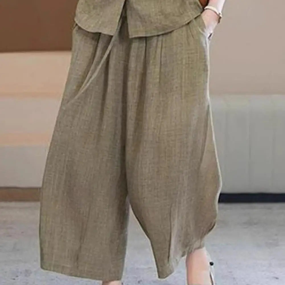 2026 Plus Size Casual Suit Women 2 Piece Cotton Linen Sets, Button Down Short Sleeve Top And Wide Leg Pants Casual Loose Lounge