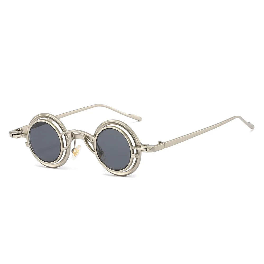 New Retro Round Two In One Pure Titanium Women Sunglasses Y2K Personality Steampunk Style High Quality Men Gafas De Sol UV400