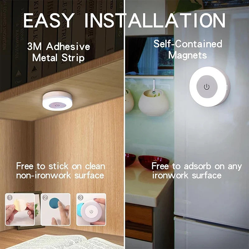 1-6pcs Energy Saving LED Night Lights Touch Sensor 3 Color Dimmable