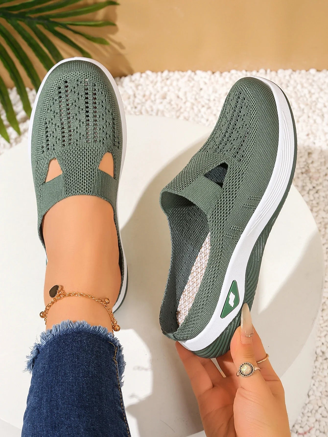 Women's Indoor Home Half Slippers, Breathable Vent Design Slip On Summer Casual Footwear, Daily Slip-on Sandals for Household
