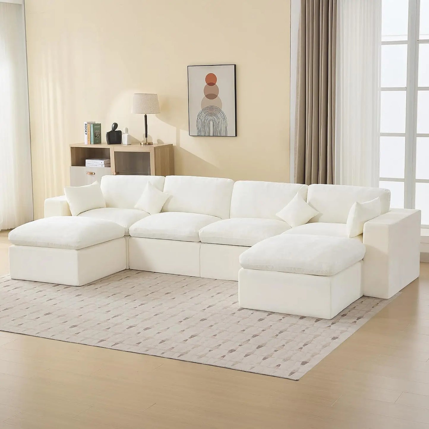 146''Cloud Boneless Sectional Couch, Modular Sectional Sofa Deep Seat with 2 Ottomans, Oversized Upholstered, Customized