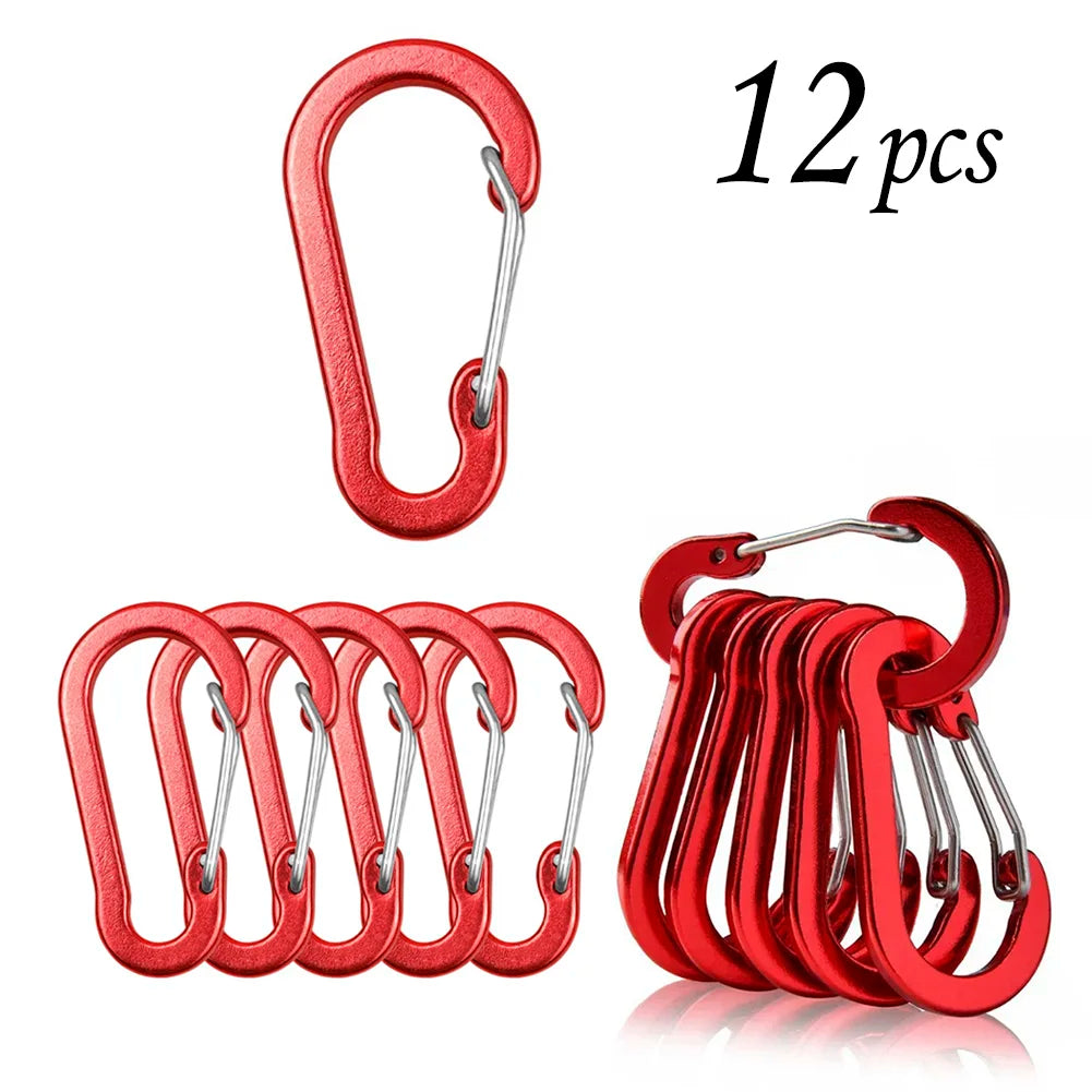 1/6/12pcs Aluminum Carabiner Clip Keychain Carabiners Lock Buckle Snap Outdoor Multi Tool Backpack Camping Hiking Fishing Hook