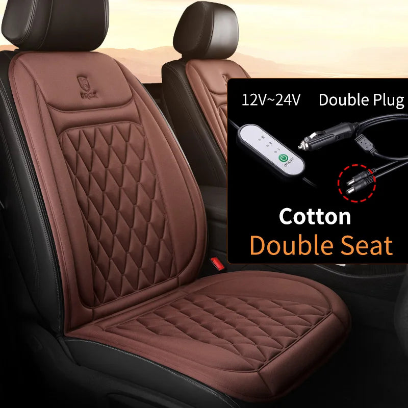 12-24V Heated Car Seat Cover – Fast Heating Flannel Seat Warmer Protector 25W