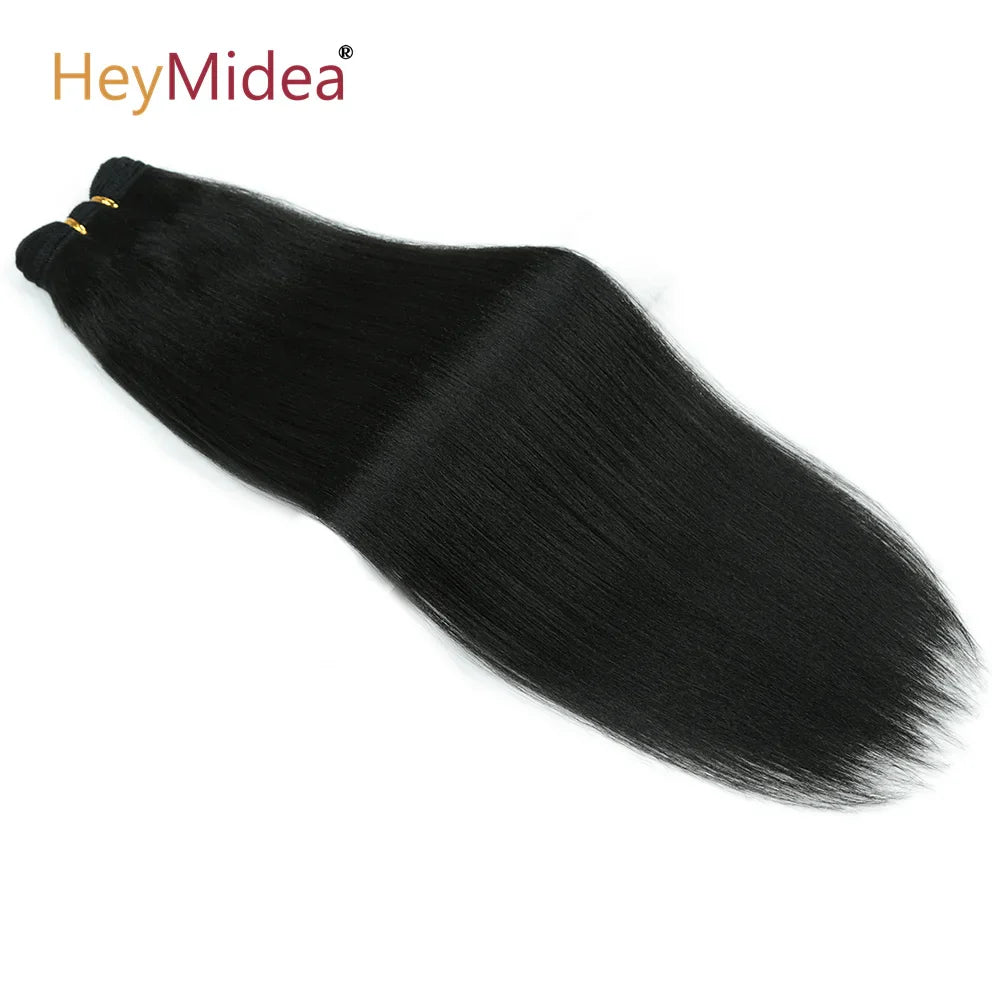 Extensiones de Pelo Liso de 18 Pulgadas, Extensiones de Pelo Sintético Yaki Liso de Salón, Tejido de Pelo Sintético de Lleno a Puntas
