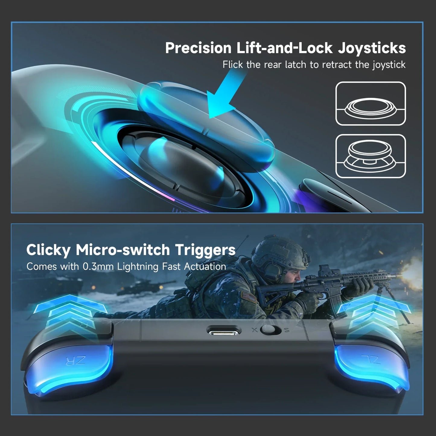 AceGamer Pocket Game Controller Portable Hall Joysticks 1000Hz Bluetooth Gamepad for Switch/Switch2/Android/iOS/PC/Steamdeck