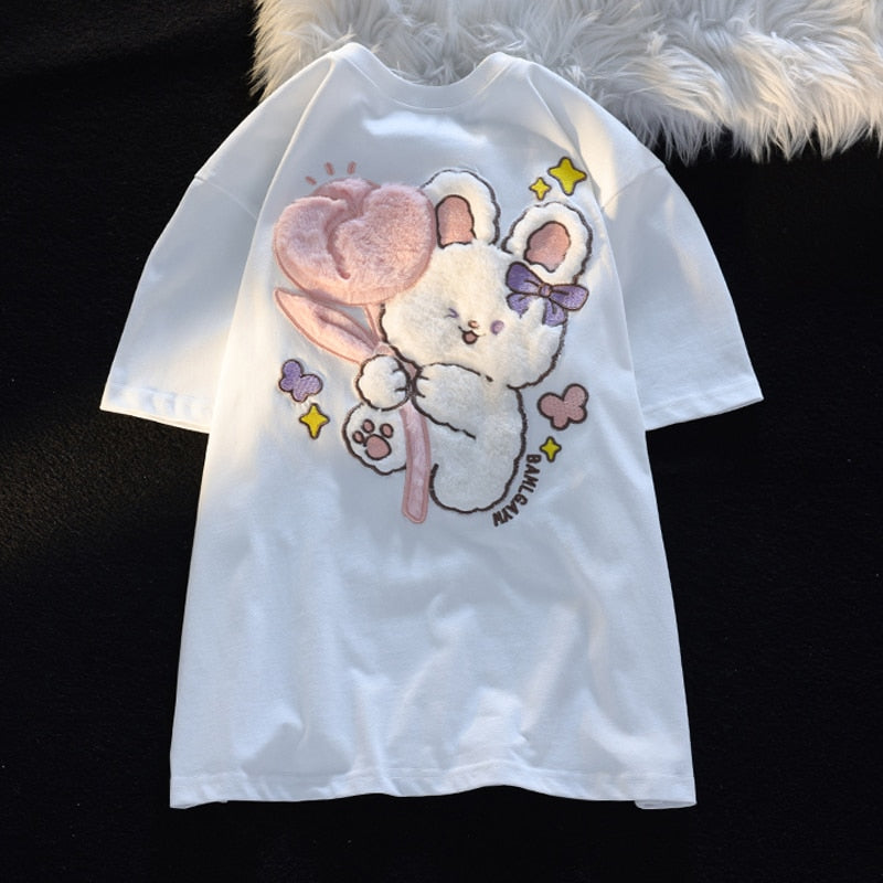 Camiseta conejito tulipán mullido