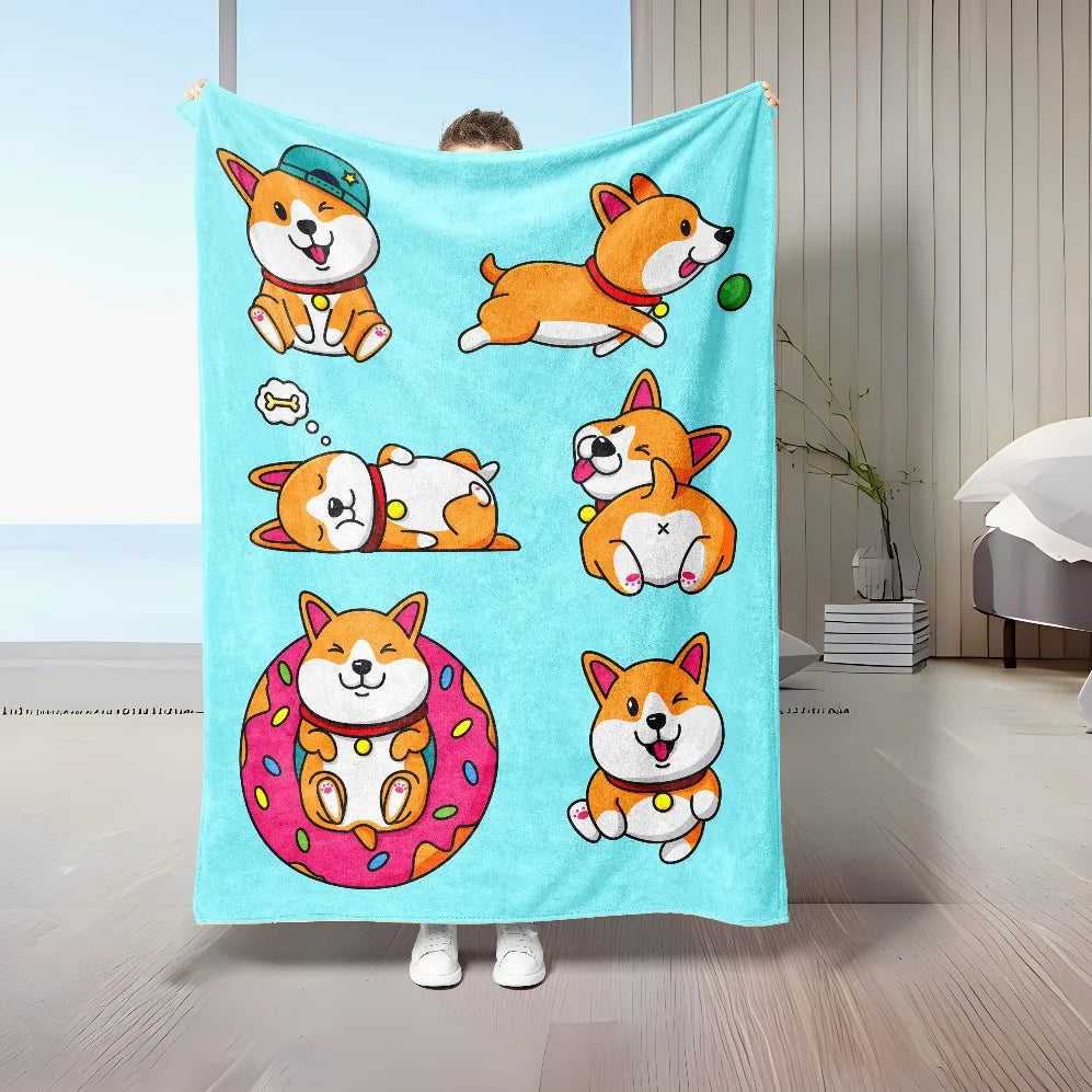 1PC Throw Cute Animals theme Cats Dogs Lover Flannel Blanket Gifts Soft Warm thin Blankets for Sofa Bed Car Camping all season