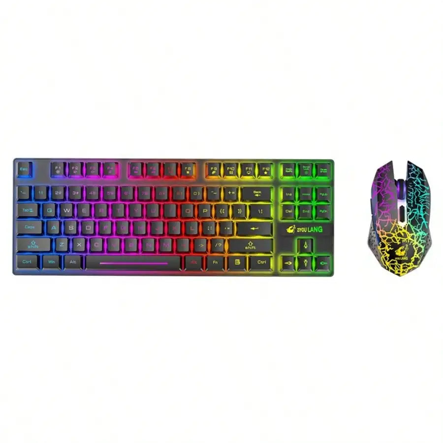 Free Wolf T87 Wireless Charging Keyboard Mouse Set Game Luminous Wireless Keyboard and Mouse Set