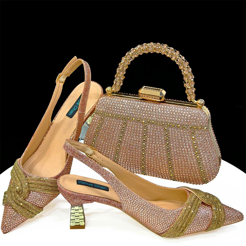 Conjunto de zapatos y bolso a juego de último estilo italiano HAS1-5
