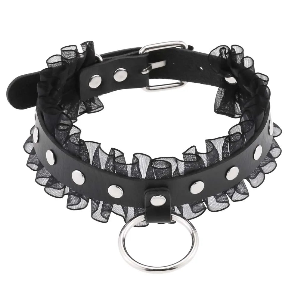 DIEZI Vintage Sweet Cool Hip Hop Rivet Choker Necklace Harajuku Gothic Club Black PU Leather Collar Torques Necklace Jewelry