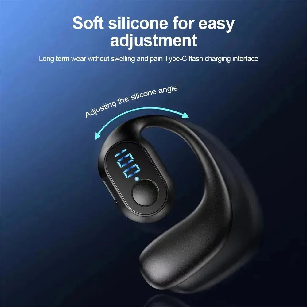 Bluetooth 5.3 Headphone Ear Hook Wireless Earphone LED Display HD Calling Mic Surround Sound Earbud HiFi Stereo Gaming Headset