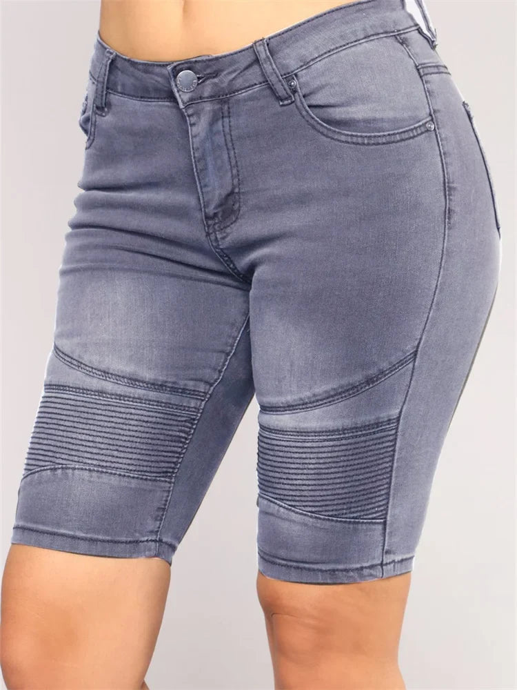Skinny Jeans for Women High Waist Stretch Denim Trousers Mom Jeans Knee Length Pencil Pants Casual Comfort Trousers Oversize