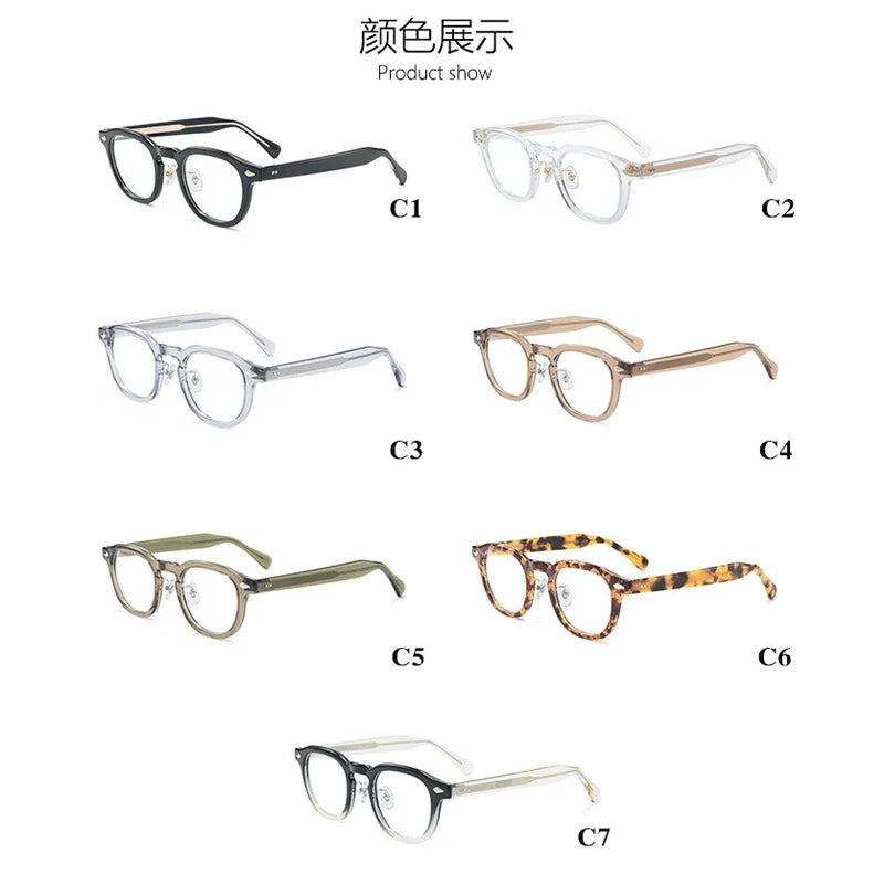 HBK Retro Oval Glasses Frames Transparent Lenses Men High Quality TR-90 Frame Glasses Women's Anti BlueLight Computer Glasses