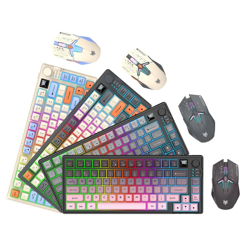 Premium Dual-Modes 2.4G+Bluetooth Keyboard Mouse Combo Rechargeable Keyboard With Display Screen & Knob For PC Computer Tablet