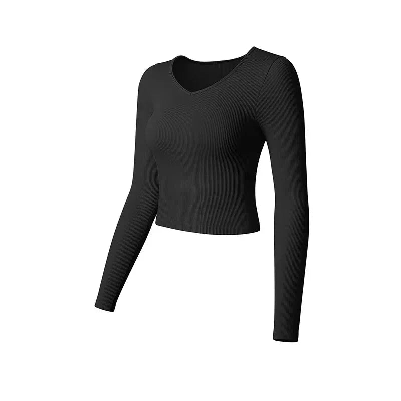 Top corto de yoga de manga larga SculptFit