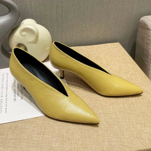 XGRAVITY Sexy Autumn New Designer Vintage Evening Shoes Ladies Fashion Pointed Toe V Cut Woman Shoes High Heel Pumps Sexy C323
