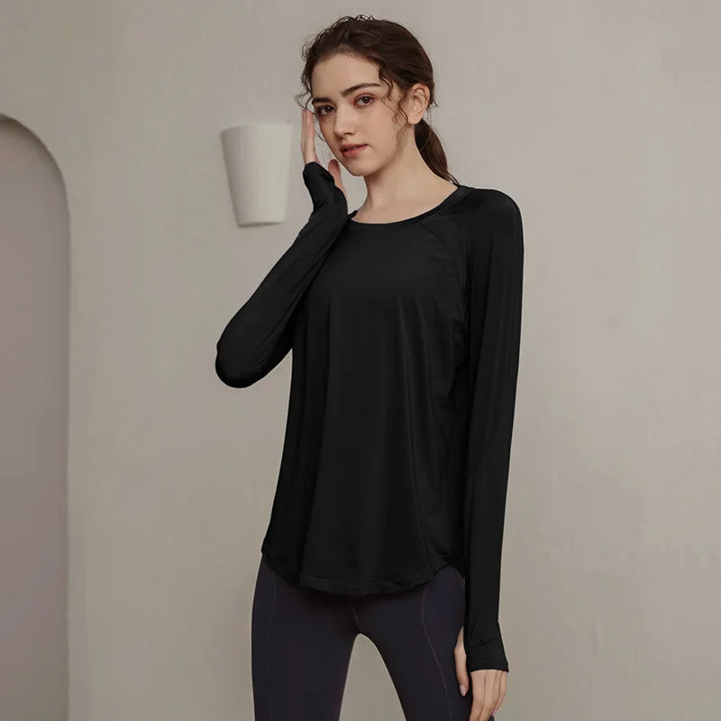 Blusa de manga larga para yoga, ropa de gimnasio para hacer ejercicio
