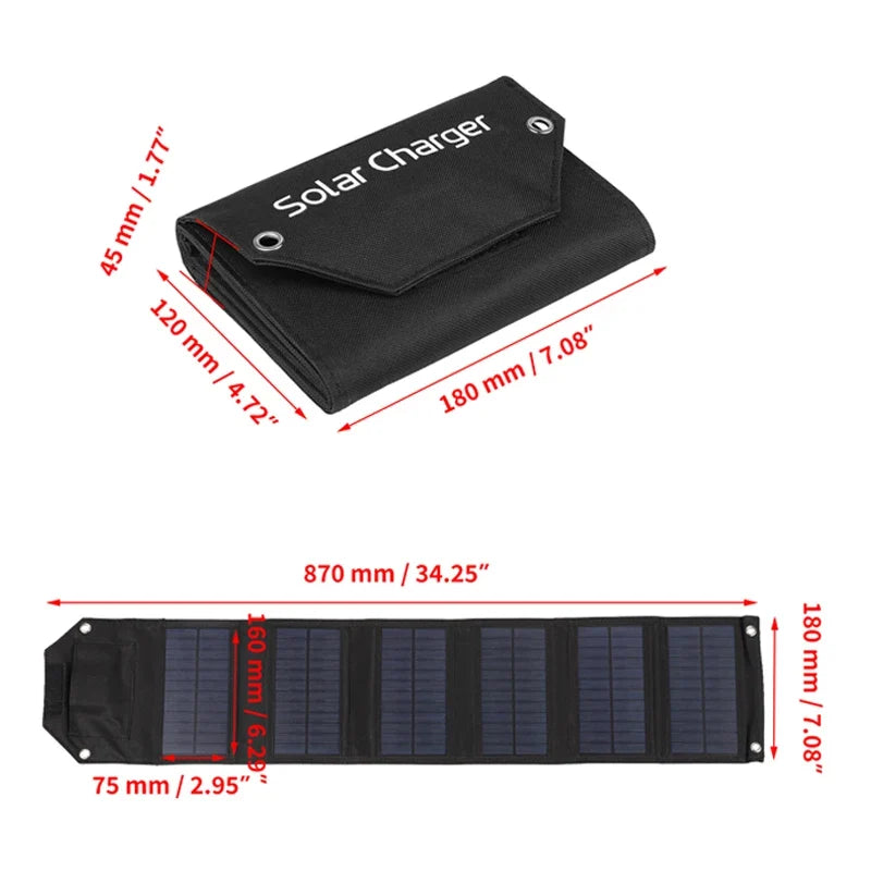 100w/80w/60w Foldable Solar Panel 5V USB Portable Folding Bag for Cell