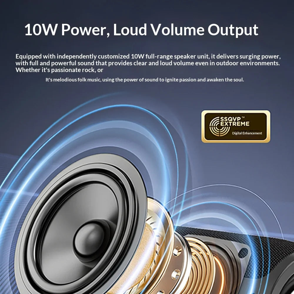 Bluetooth Speaker 10W Super Bass TWS Stereo Waterproof Portable Wireless Speaker Outdoor Party for Phone PC