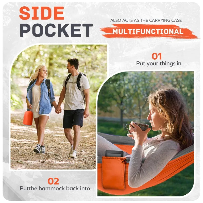 Camping Hammock Lightweight, Portable Hammocks Parachute Hammock with Two Tree Straps, Single or Double Travel Camping Hammocks
