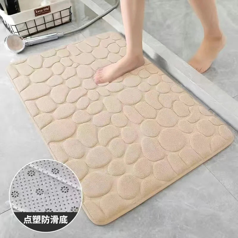 40x60cm/50x80cm Bath Rugs Mat Non Slip Cobblestone Embossed Carpets Bathroom Floor Mat Memory Foam Bathmat Washable Doormat