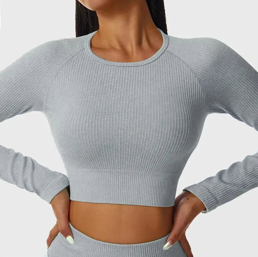 Women’s Long Sleeve Crop Gym Yoga Top