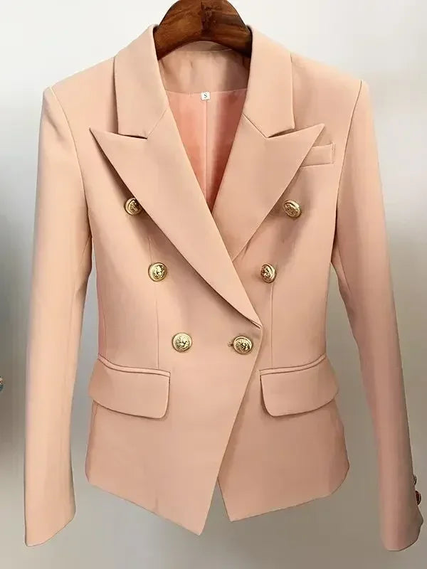 CHAQUETA DE ALTA CALIDAD Nuevo Modelo 2024 Chaqueta de diseñador para mujer Clásica cruzada con botones de león de metal Blazer Tallas S-5XL