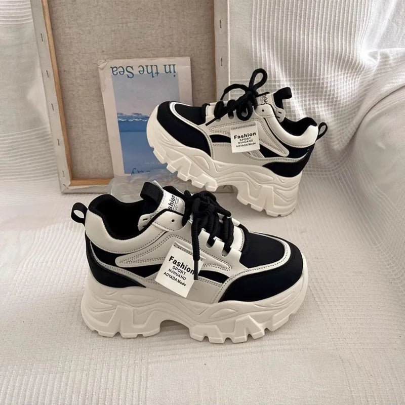 Platform Women Sneakers Autumn New Increased Wear-resistant Vulcanized Shoes Fashion Lace-up Women Casual Training Shoes Zapatos
