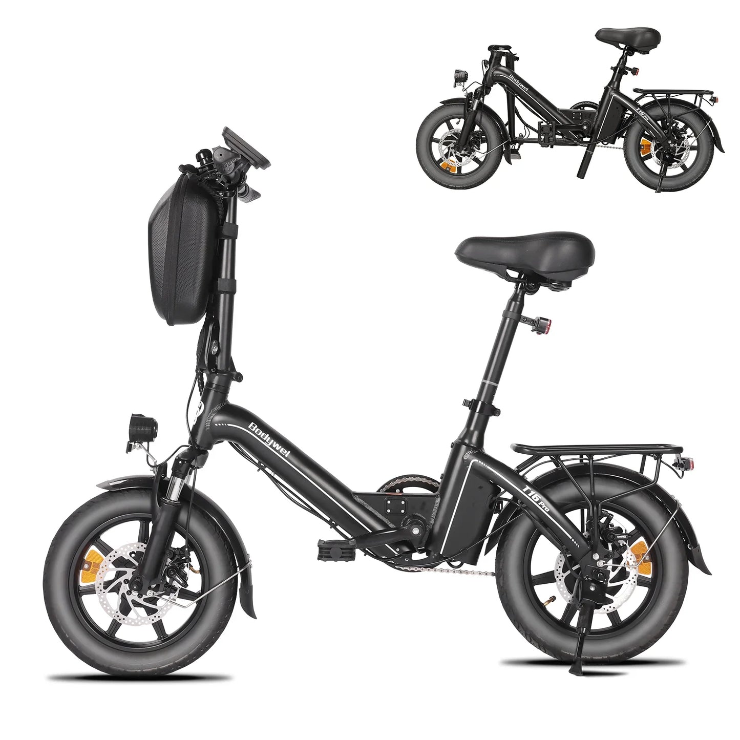 Bodywel T16Pro 250W 36V 10.4Ah Electric Folding Bike 14 Shock Absorber Double Disc Brakes LCD Urban Commute