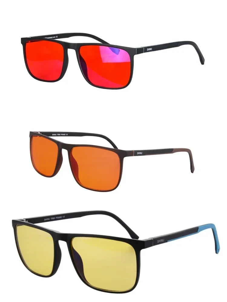 SHINU Good Sleep Blue Light Blocking Glasses Men Red Lenses Anti Green Light Eliminate Eye Strain Glasses Bluelight 078RD
