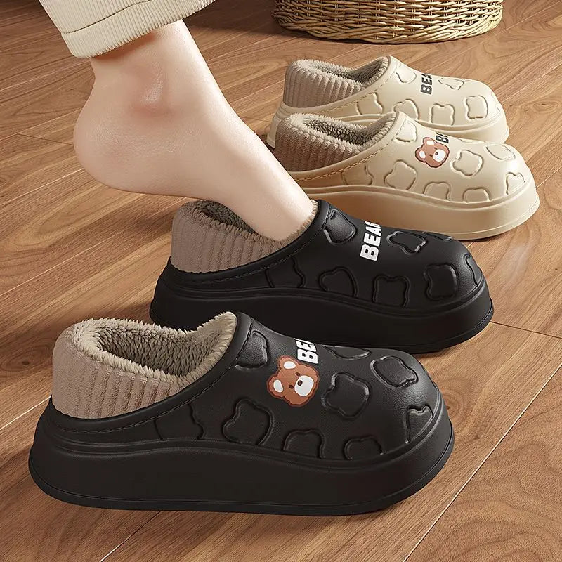 Waterproof Plush Warm Slippers for Indoor and Outdoor Comfort