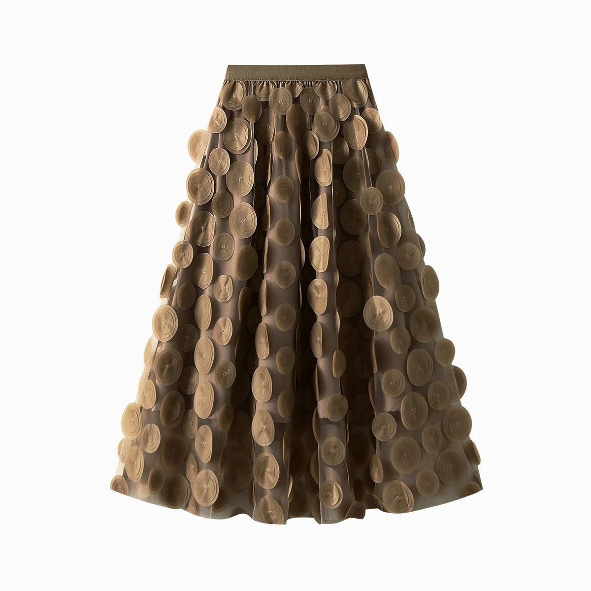 Women Tulle Tutu Skirt Solid Color 3D Dot Elastic Mesh Fairy A-Line Skirt for Beach Party Streetwear