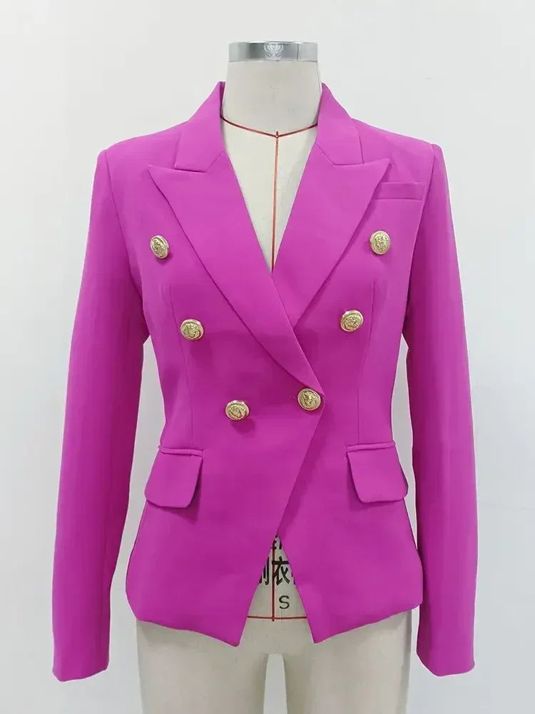 CHAQUETA DE ALTA CALIDAD Nuevo Modelo 2024 Chaqueta de diseñador para mujer Clásica cruzada con botones de león de metal Blazer Tallas S-5XL