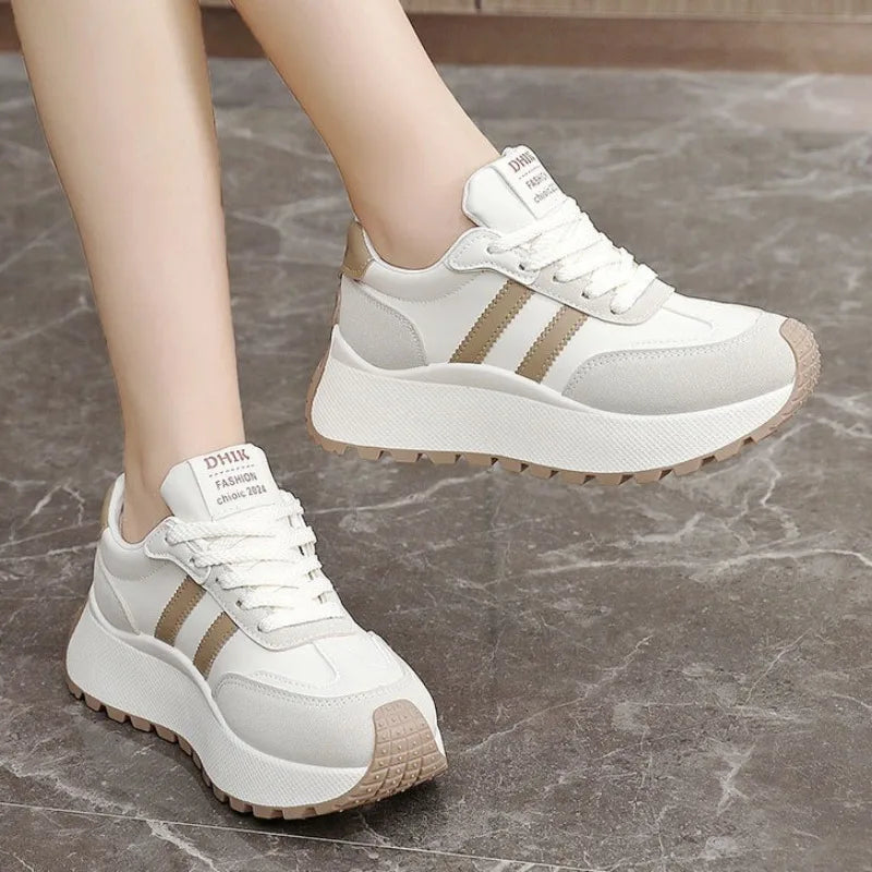 2026 Summer Thick-Soled Women Shoes Height-Increasing Women Sneakers Casual Skate Shoes Lace-Up Sports Running Shoes for Women