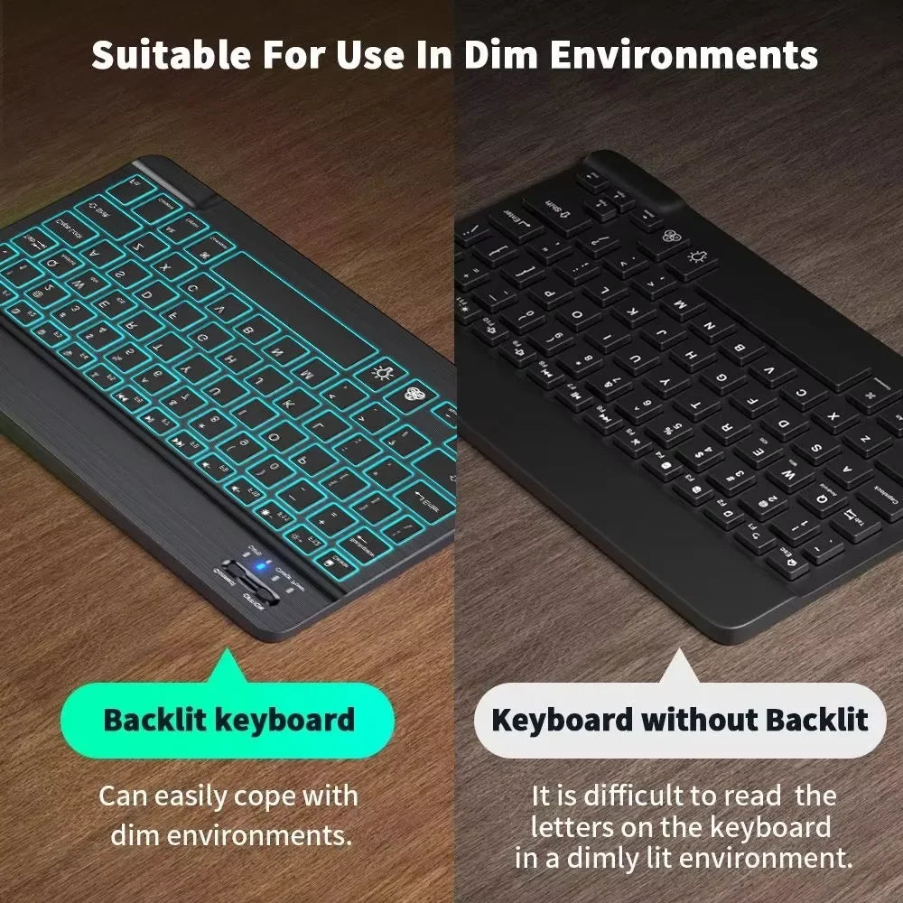 10inch Backlight Bluetooth Keyboard Mouse for IOS Android Windows